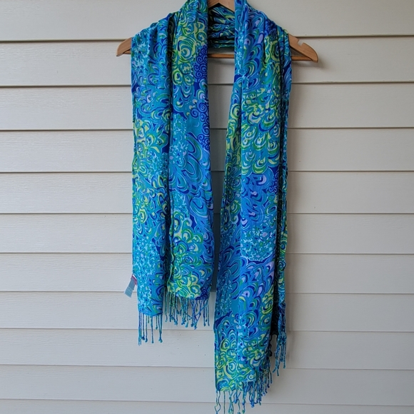 Lilly Pulitzer Accessories - Lilly Pulitzer Scarf Wrap with Tassels Blue Green